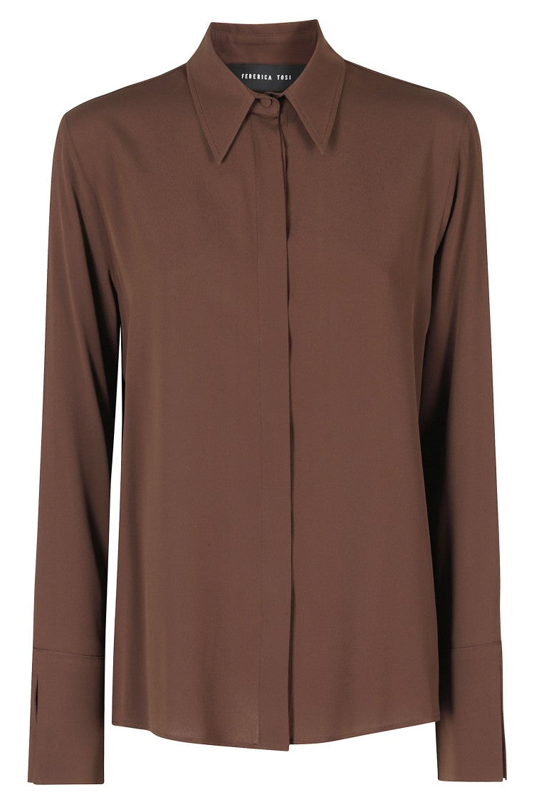 Federica Tosi Brown Classic Hidden Button Placket Shirt