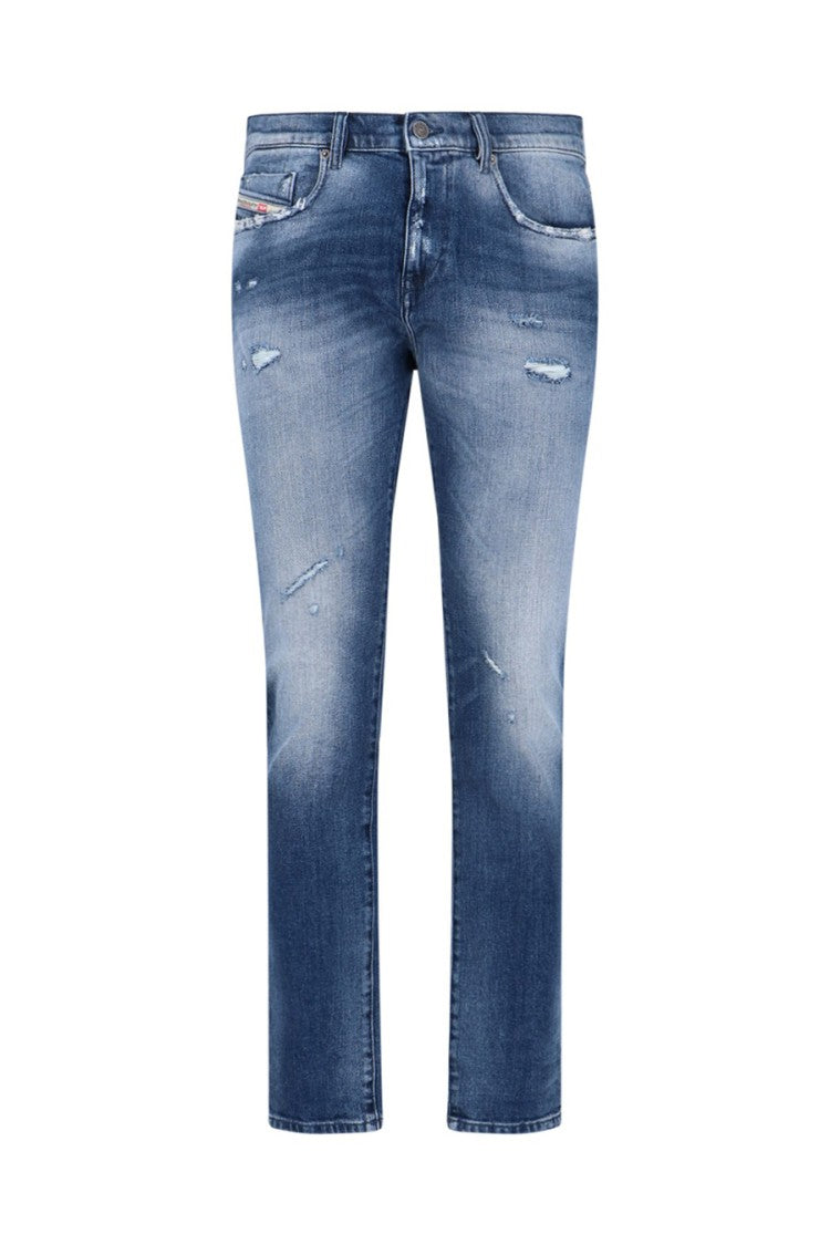 Diesel Distressed Multicolor Straight-Leg Denim Jeans