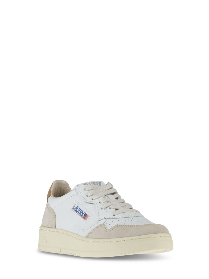 Autry White Leather Sneakers With Beige Suede Accents