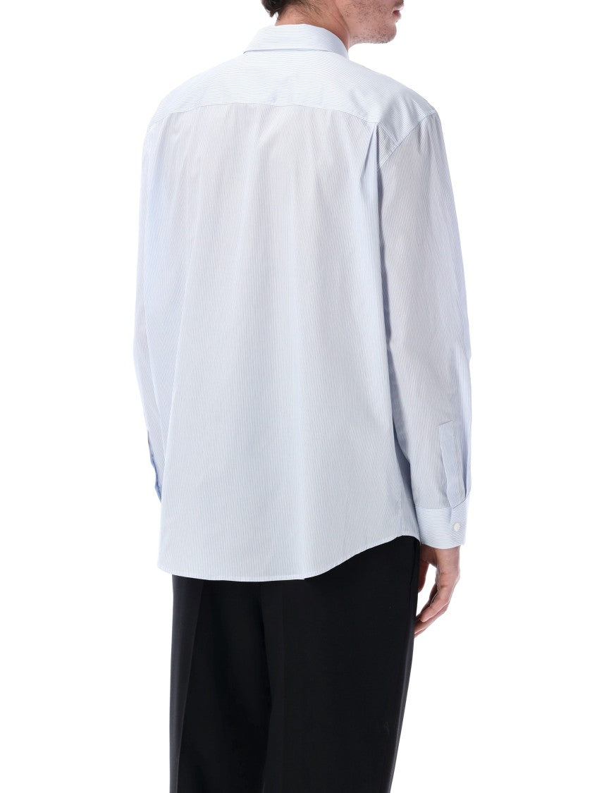 Saint Laurent Blue Striped Cotton Poplin Cassandre Shirt