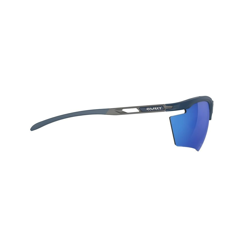 Rudy Project Blue Magnus Mirrored Semi-Rimless Sunglasses