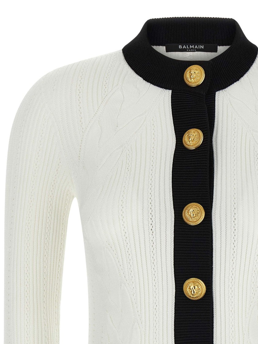 Balmain Two-Tone Crocheted Cardigan