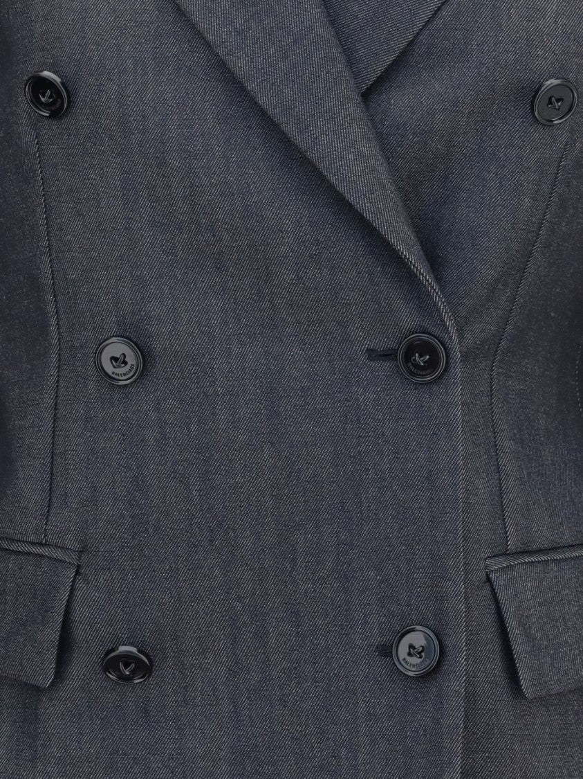 Balenciaga Double-Breasted Tailored Denim Blazer Jacket