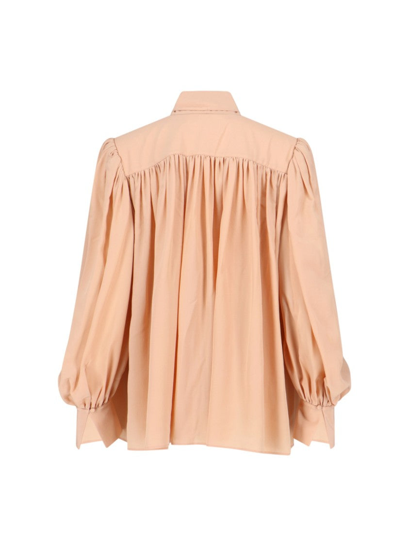 Chloé Silk Lavallière Blouse – Beige