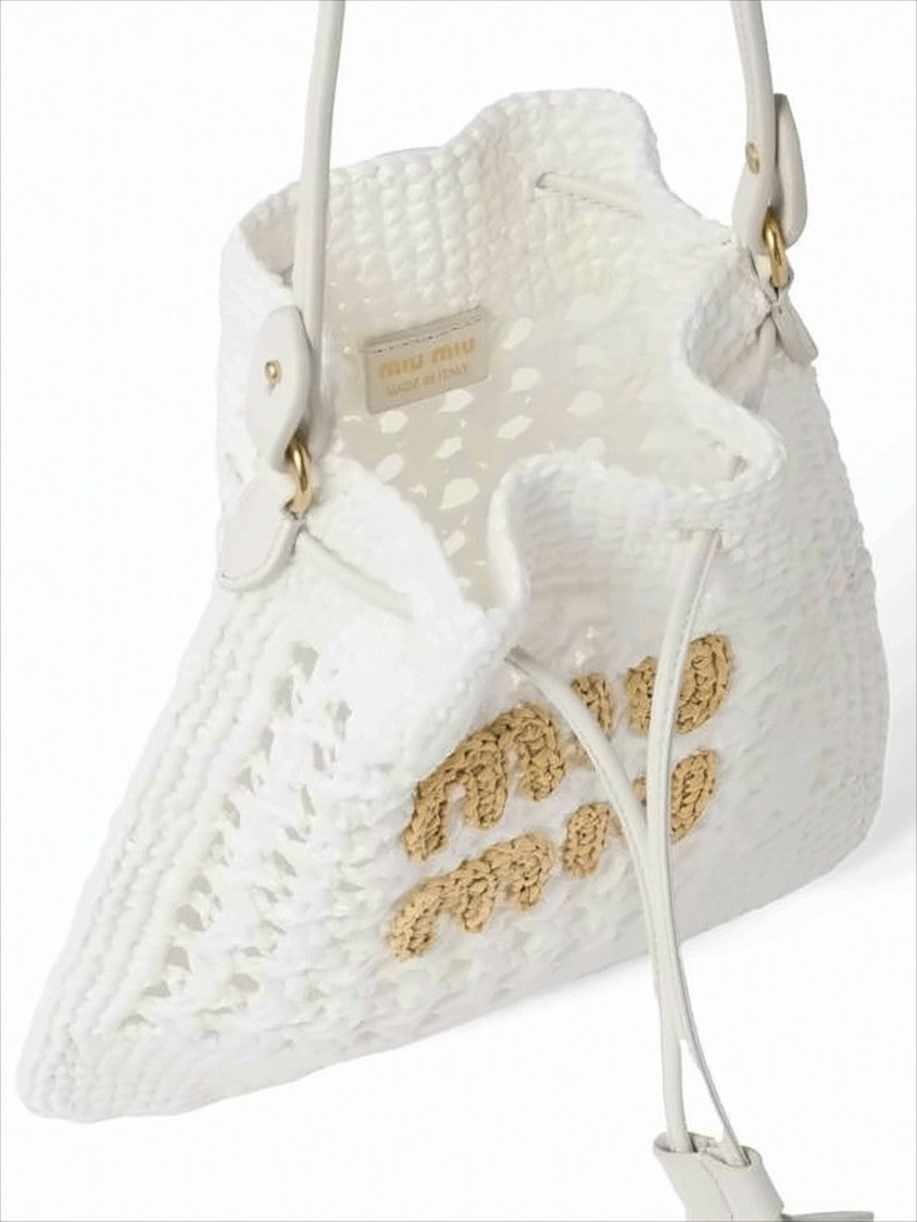 Miu Miu Structured White Crochet Tote Bag
