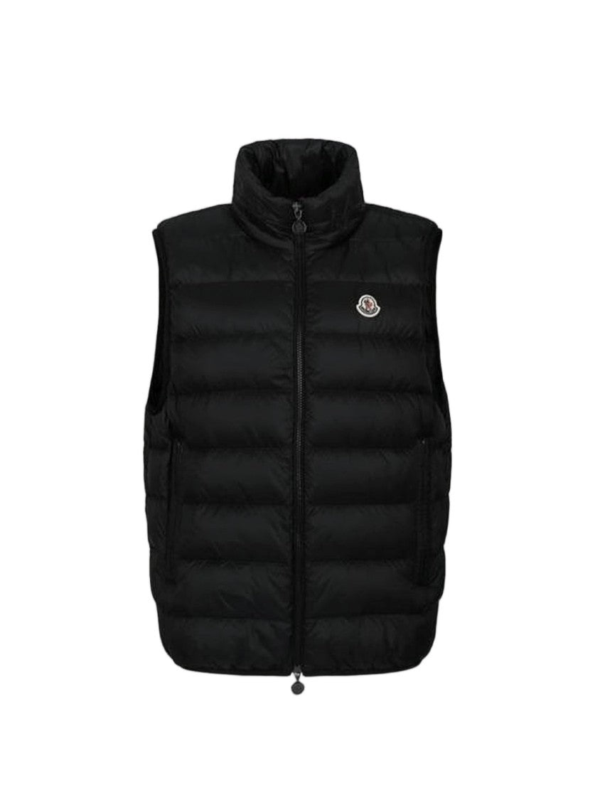 Moncler Padded Black Vest With High Collar