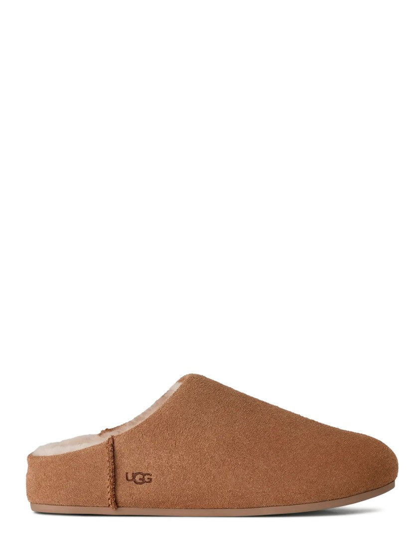 Ugg Open-Back Plush Leather Slip-On Shoes