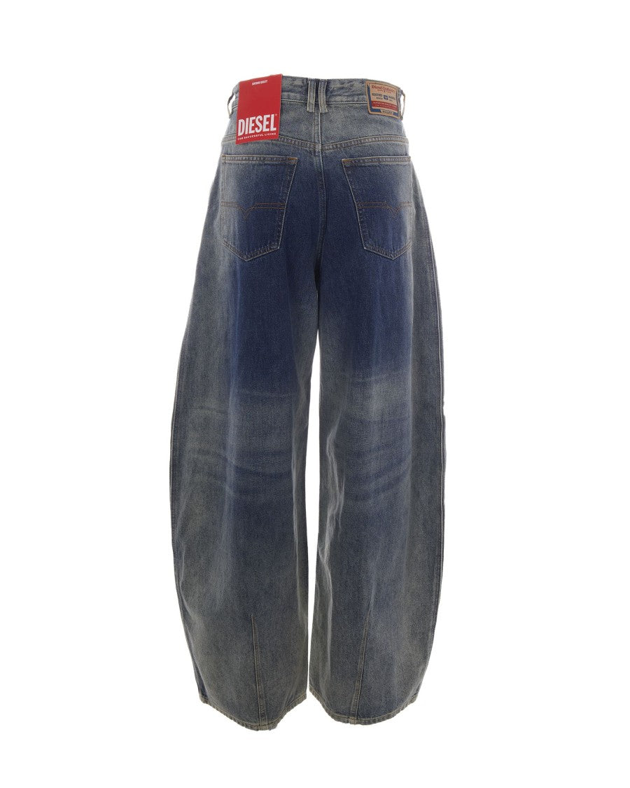 Diesel Wide-Leg High-Waisted Jeans With V-Shaped Waistband
