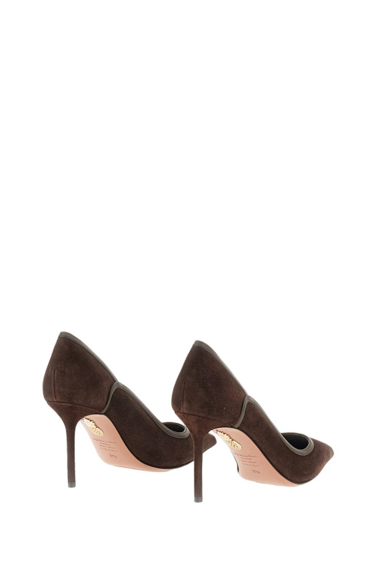 Aquazzura Brown Plush Pump 85 Suede Pumps