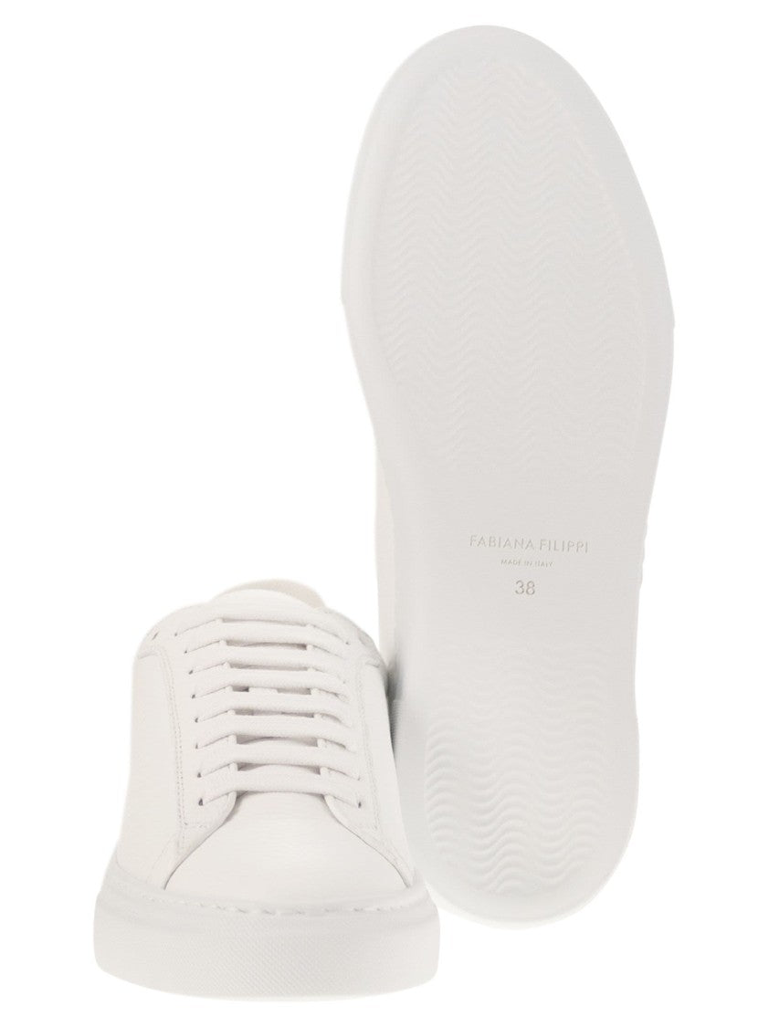 Fabiana Filippi Leather Trainers With Diamond Thread