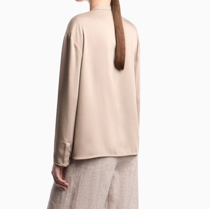 Emporio Armani Crepe Twill Guru Collar Covered Shirt