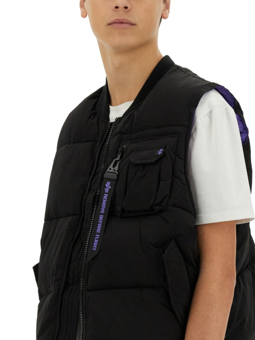 Alpha Industries Puffy Sleeveless Vest With High Collar