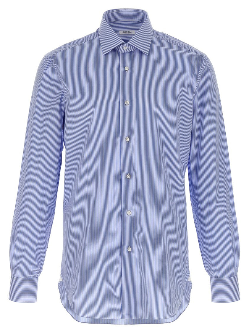 Barba Tailored Blue Striped Cotton Poplin Shirt