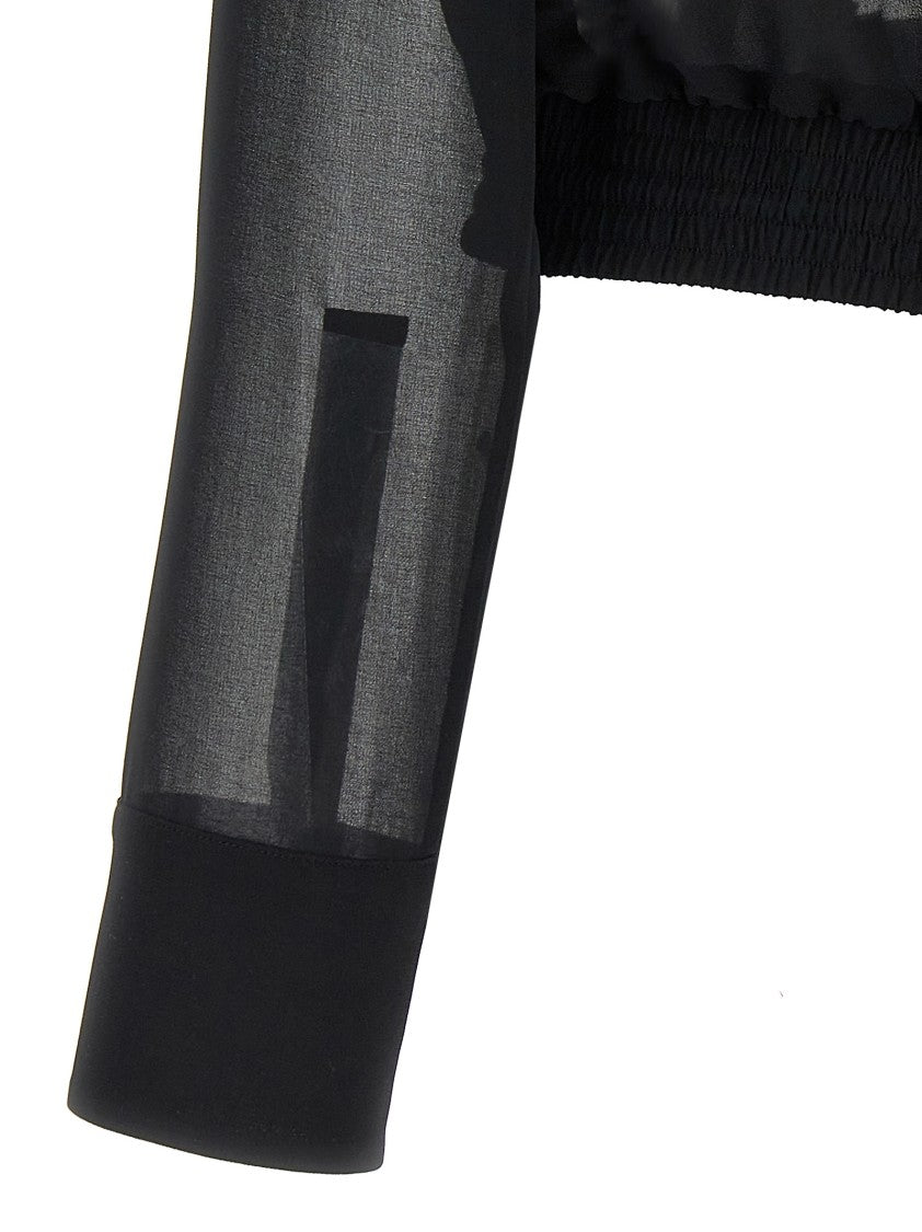 Pinko Black Georgette Crop Shirt With Elastic Waistband