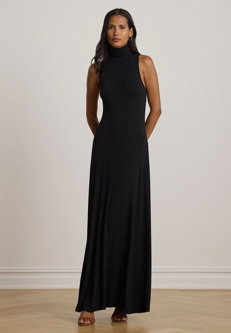 Lauren Ralph Lauren Sleeveless High-Turtleneck Flared Maxi Dress
