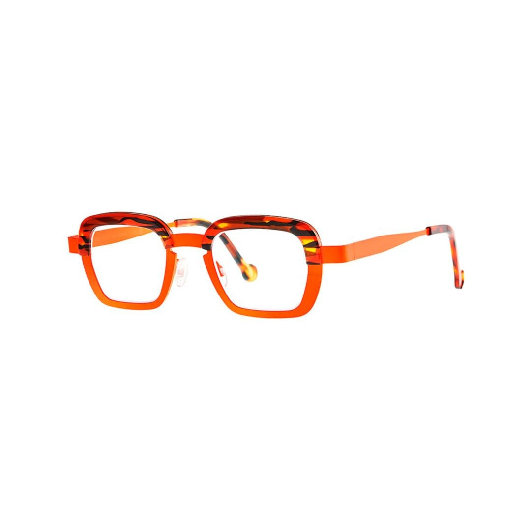 Theo Parachute 014 Fluo Orange + Brown/Orange Ecail Square Frame Eyeglasses