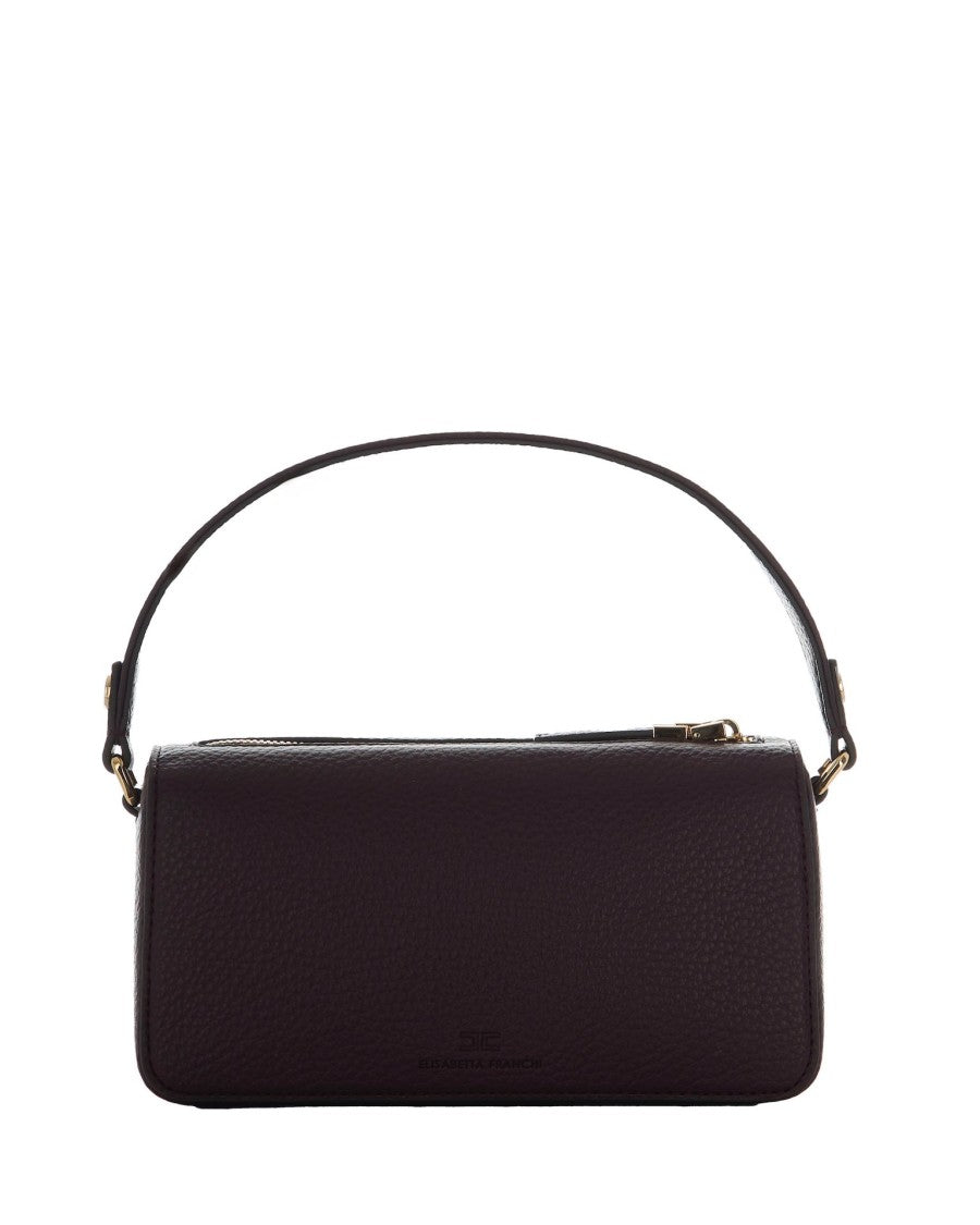 Elisabetta Franchi Small Tote Bag With Embossed Logo In Bordeaux