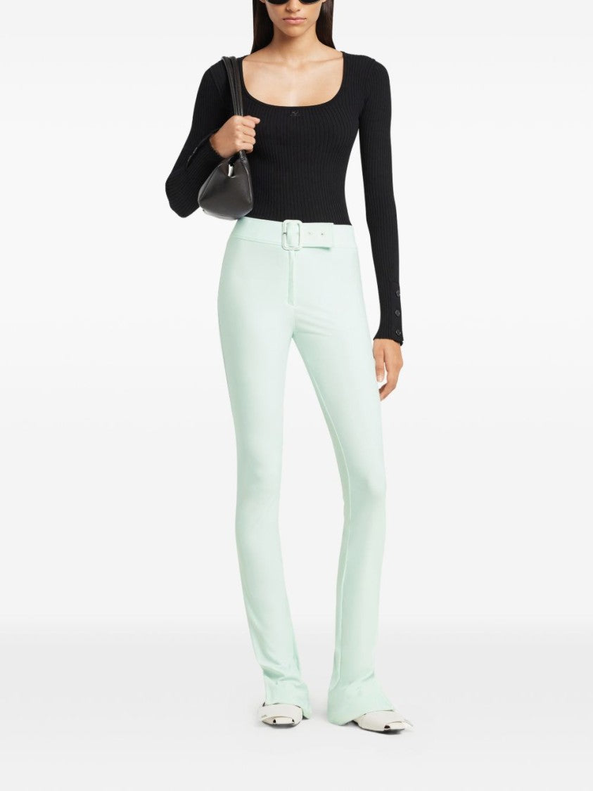 Courrèges Long-Sleeve Fitted Top With Ribbed Texture