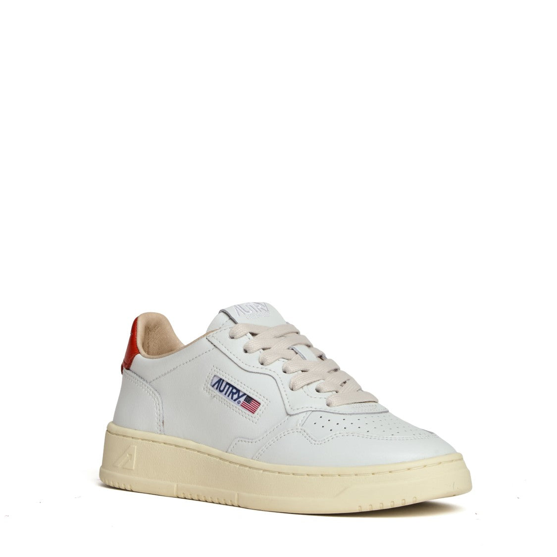Autry White Spicy Orange Leather Medalist Low Sneakers