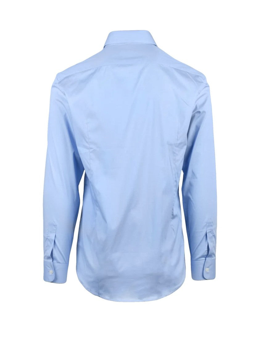 Grey Daniele Alessandrini Light Blue Tailored Cotton-Blend Shirt