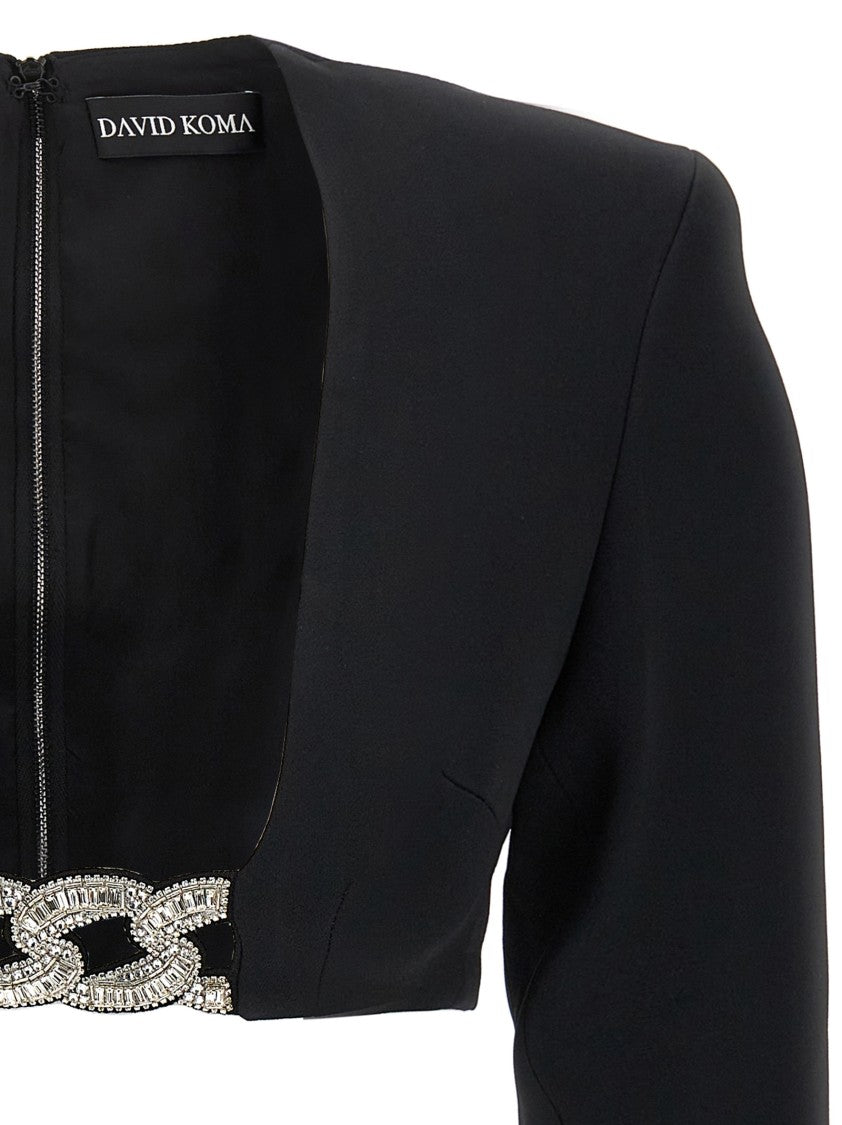 David Koma Top '3D Crystsal Chain And Square Neck'