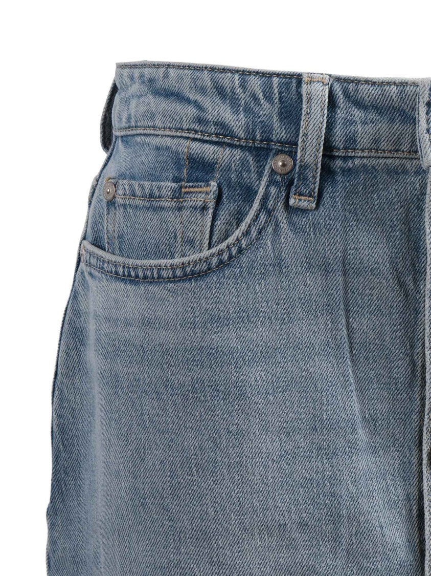 7 For All Mankind Amber Vintage Wash Denim Midi Skirt