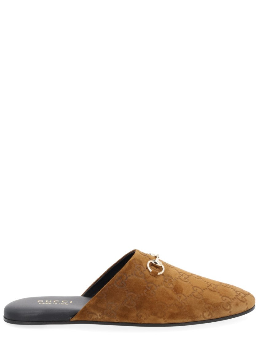 Gucci Monogram Horsebit Calfskin Mules