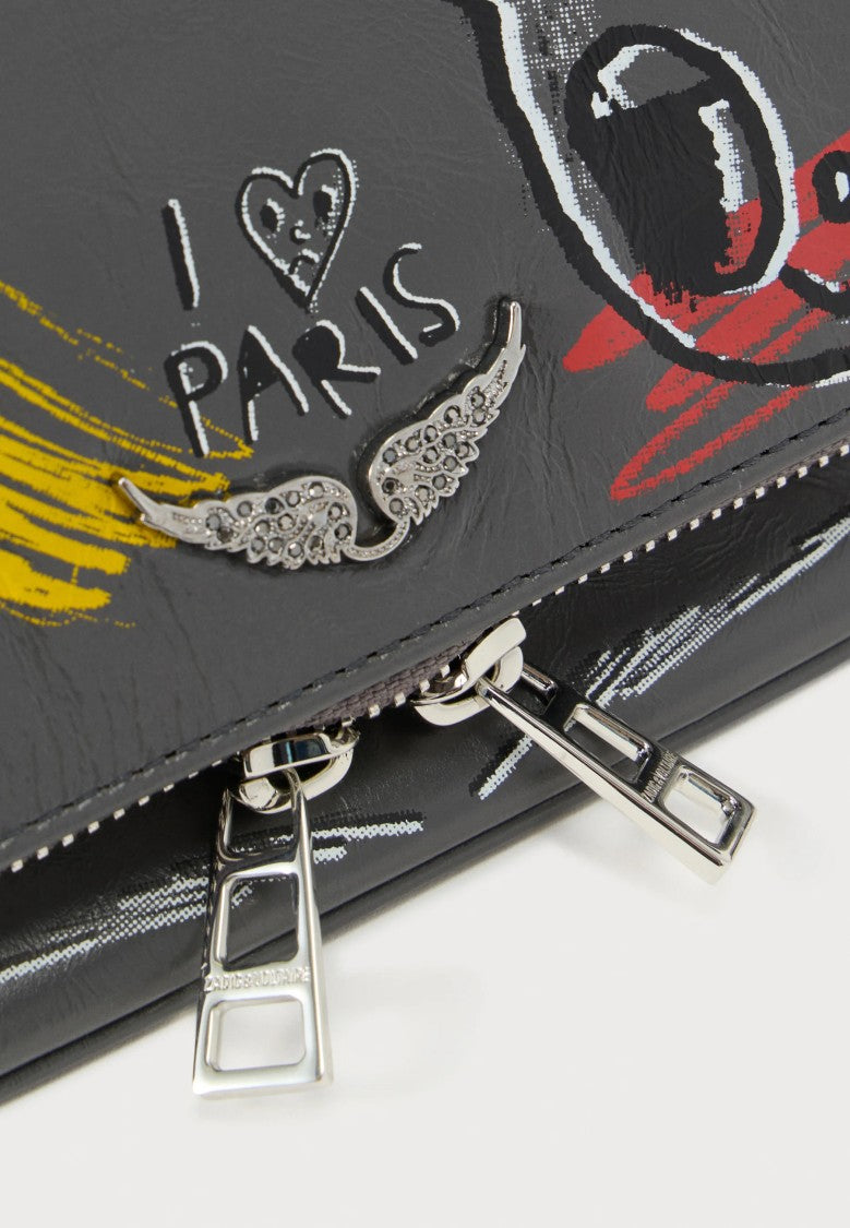 Zadig & Voltaire Rectangular Clutch Bag With Graffiti Prints