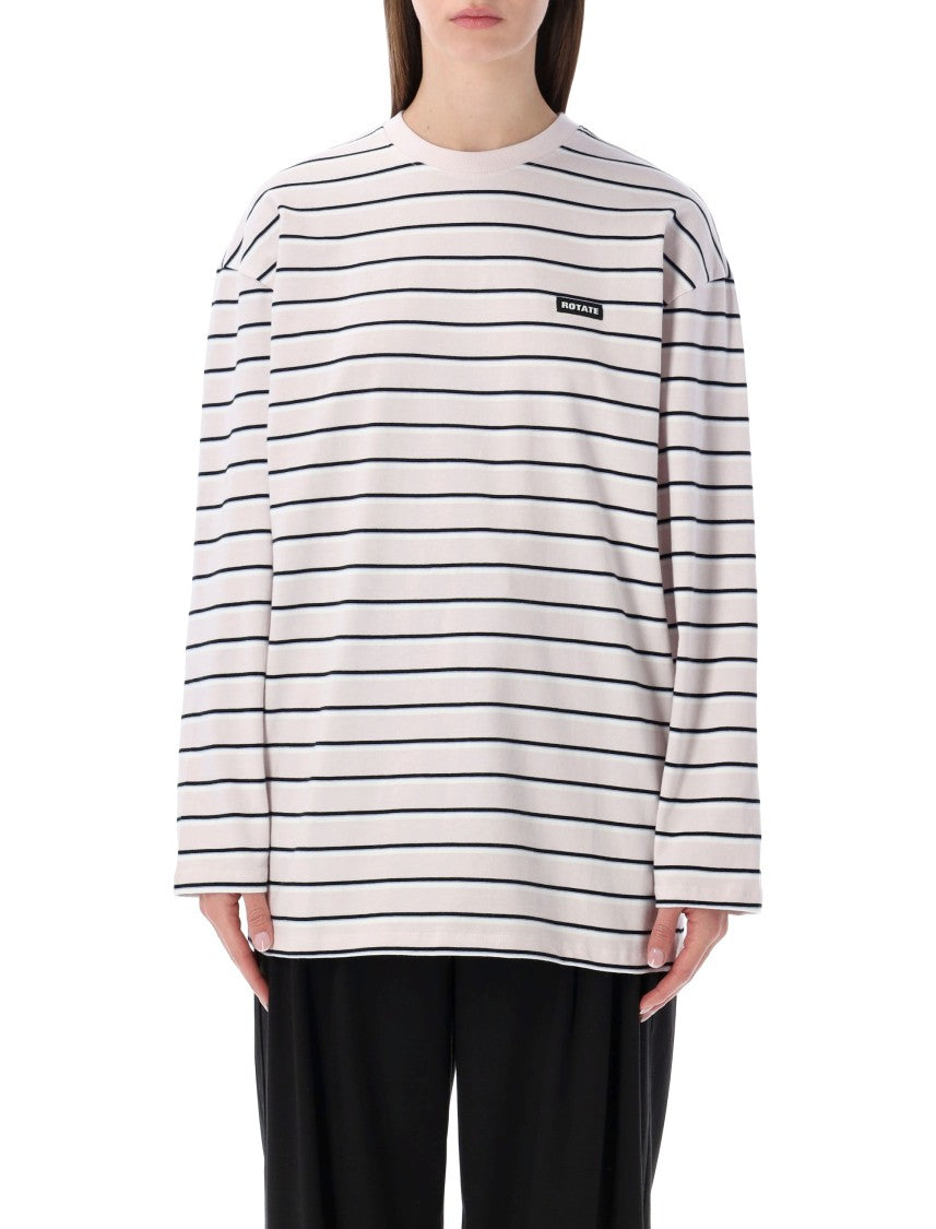 Rotate Horizontal Striped Organic Cotton Long Sleeve T-Shirt