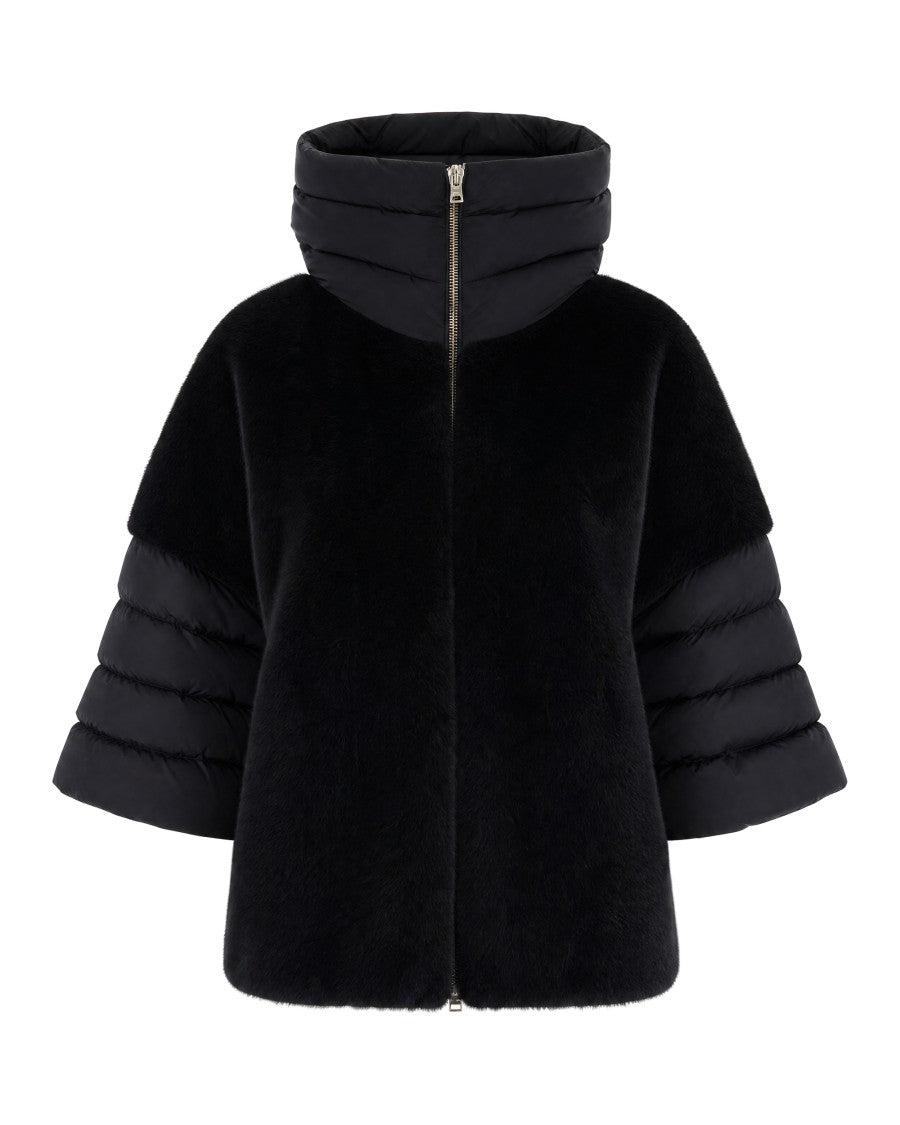 Herno Black Short Synthetic Fur Sleeves Down Jacket