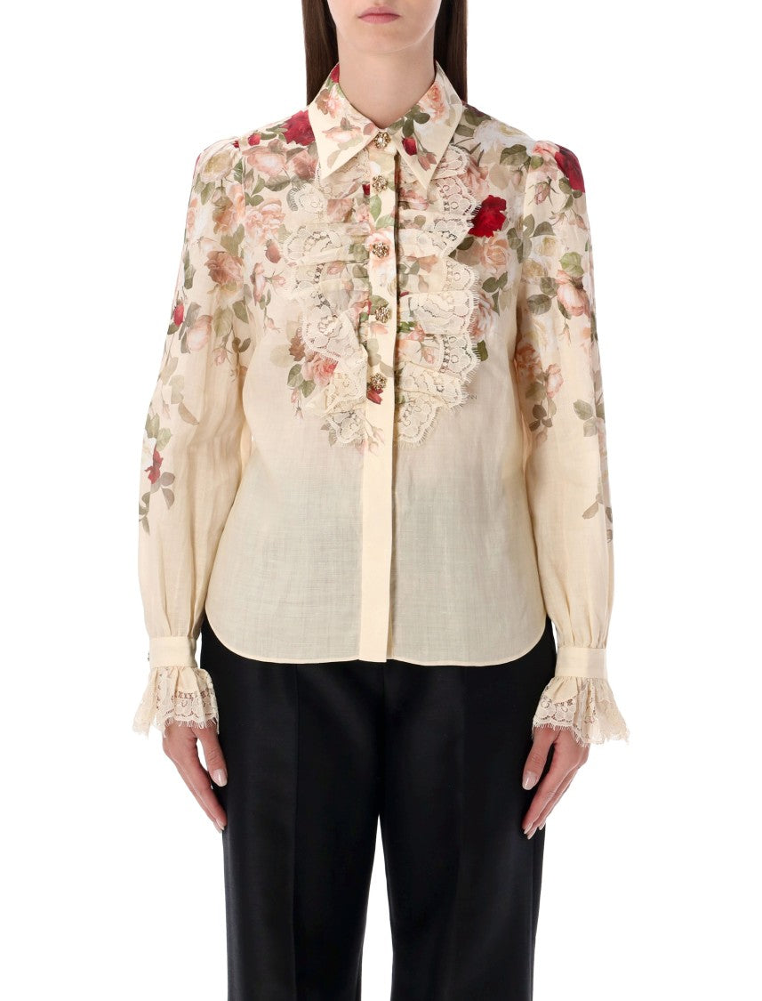 Zimmermann Floral Print Blouse With Lace Detailing