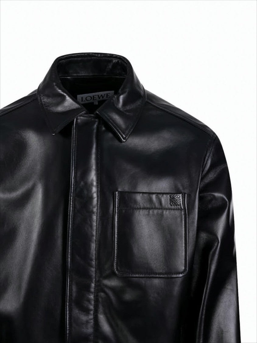 Loewe Lambskin Leather Jacket With Structured Collar