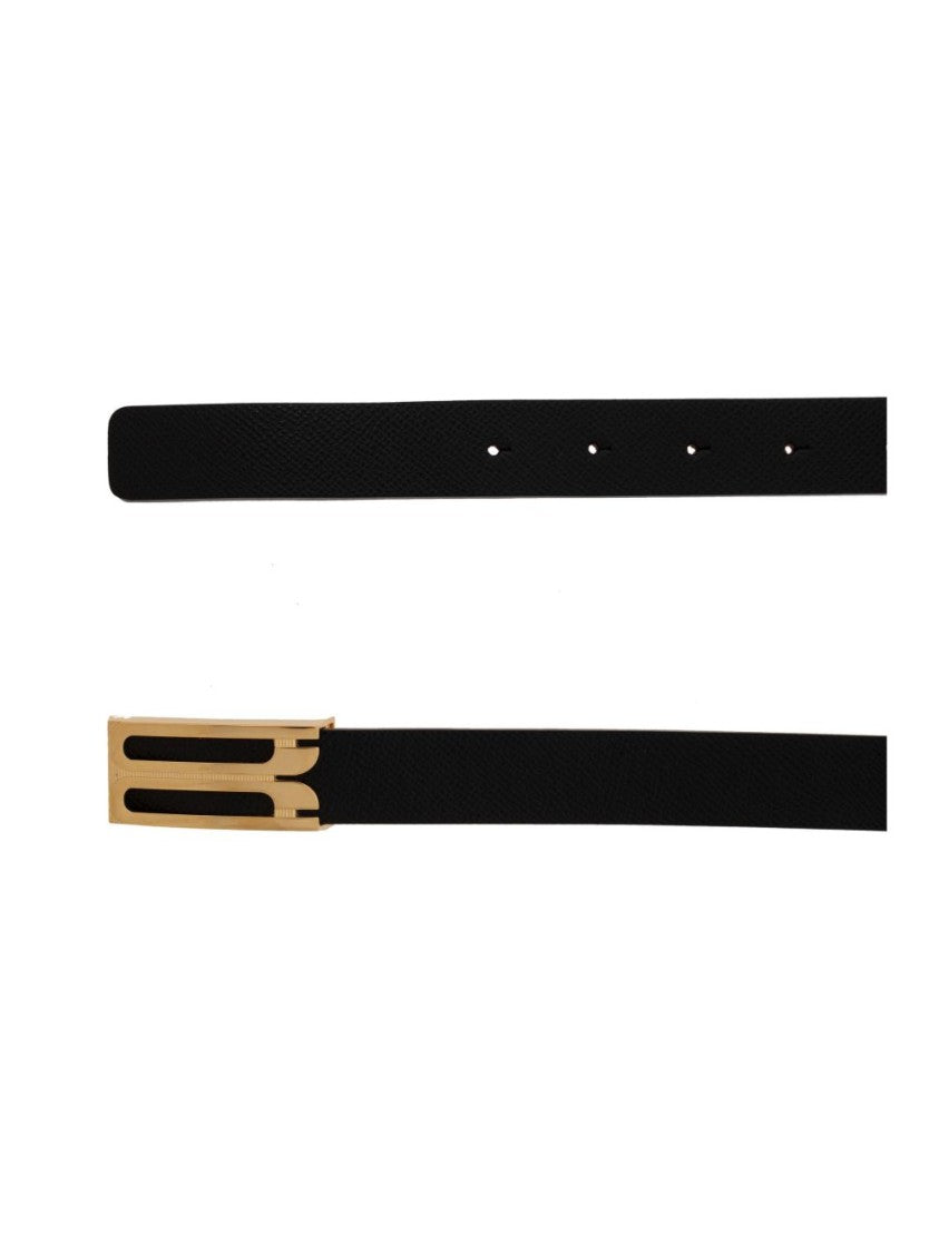 Victoria Beckham Minimalist Black Belt With Simple Buckle Design
