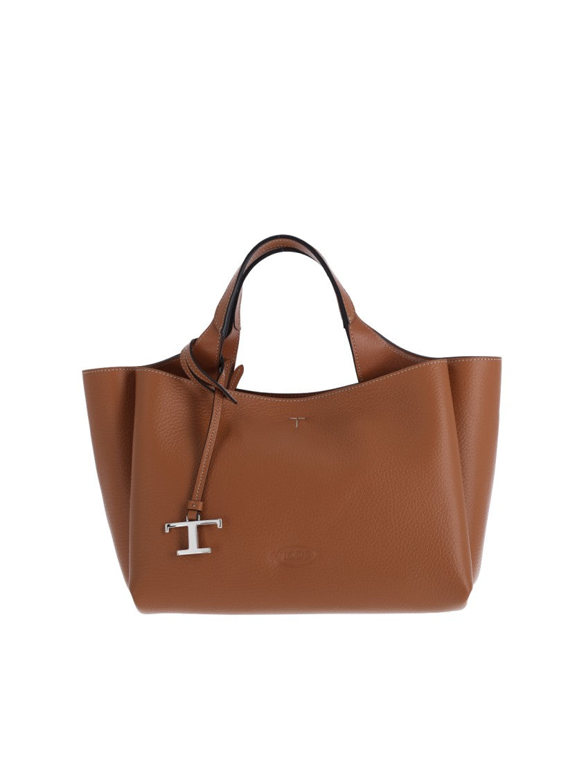 Tod's Mini Calf Leather Tote With Silver Logo Charm