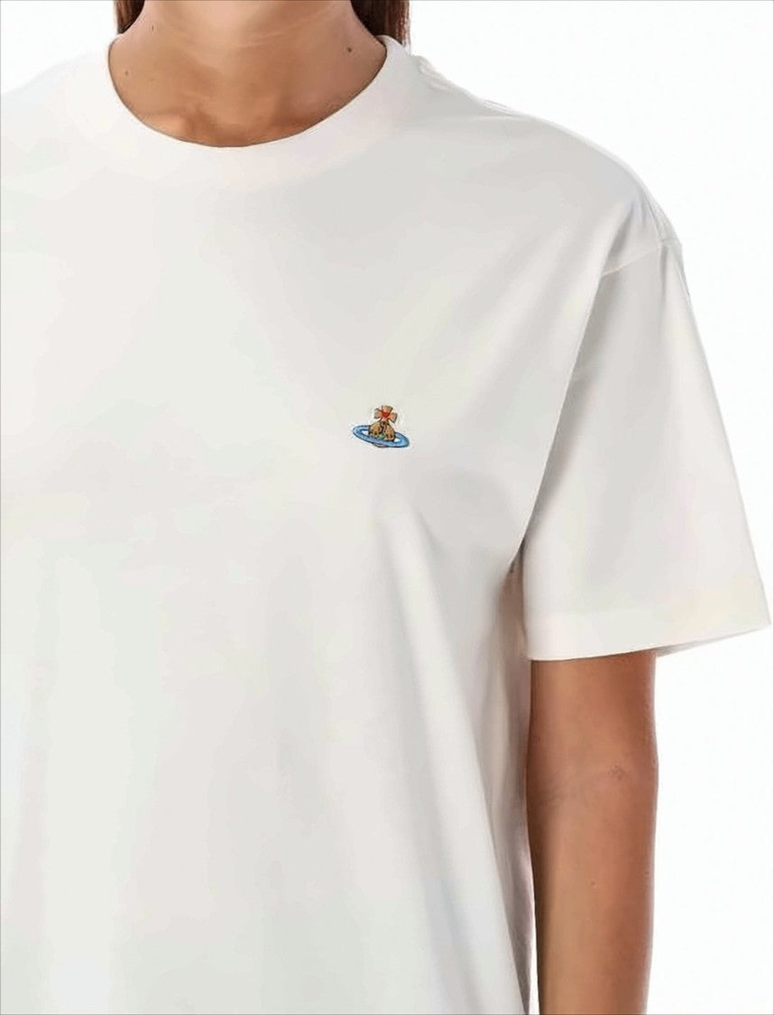 Vivienne Westwood Short-Sleeved White T-Shirt With Embroidered Detail