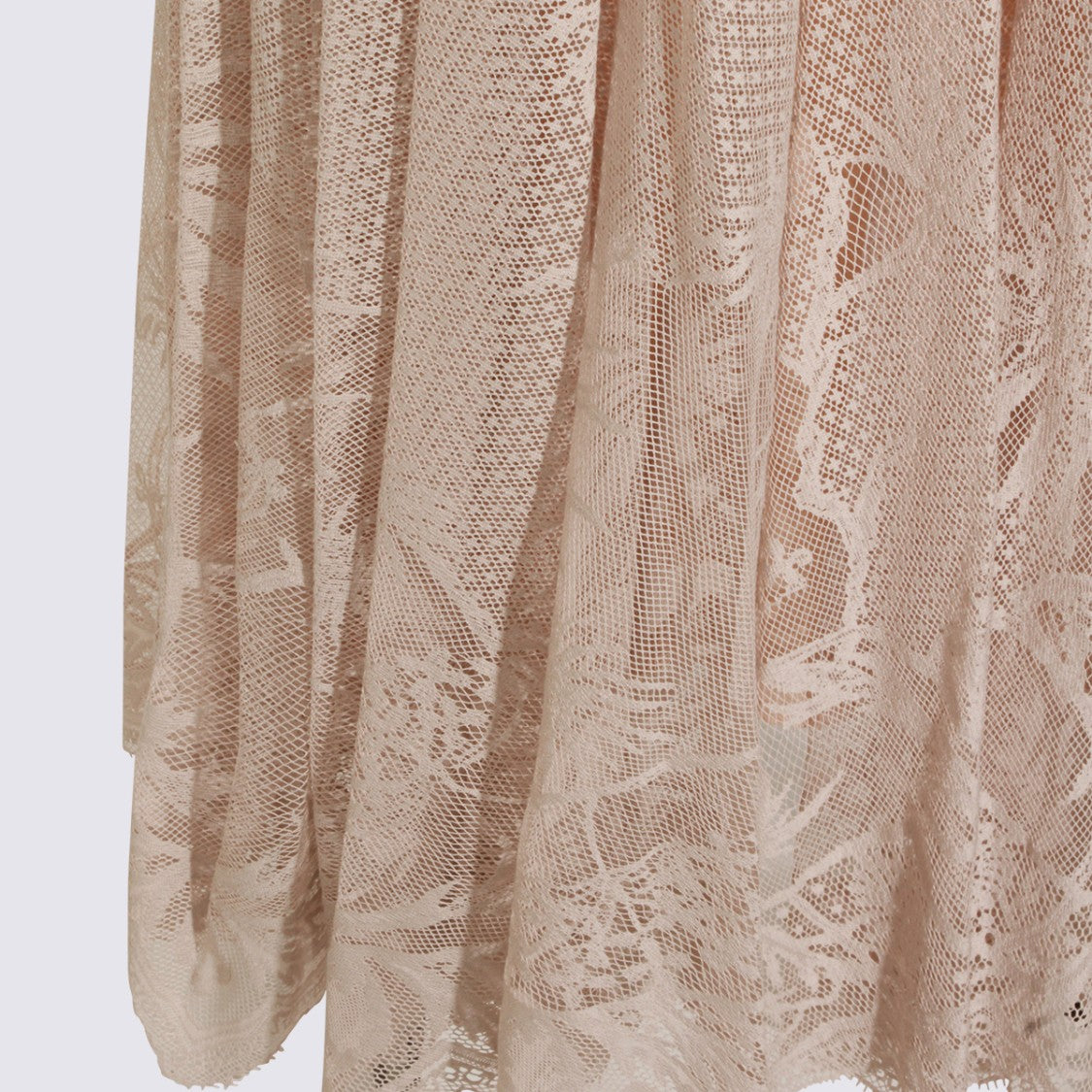 Fabiana Filippi Flowing Lace Overlay Midi Skirt With Scalloped Hemline