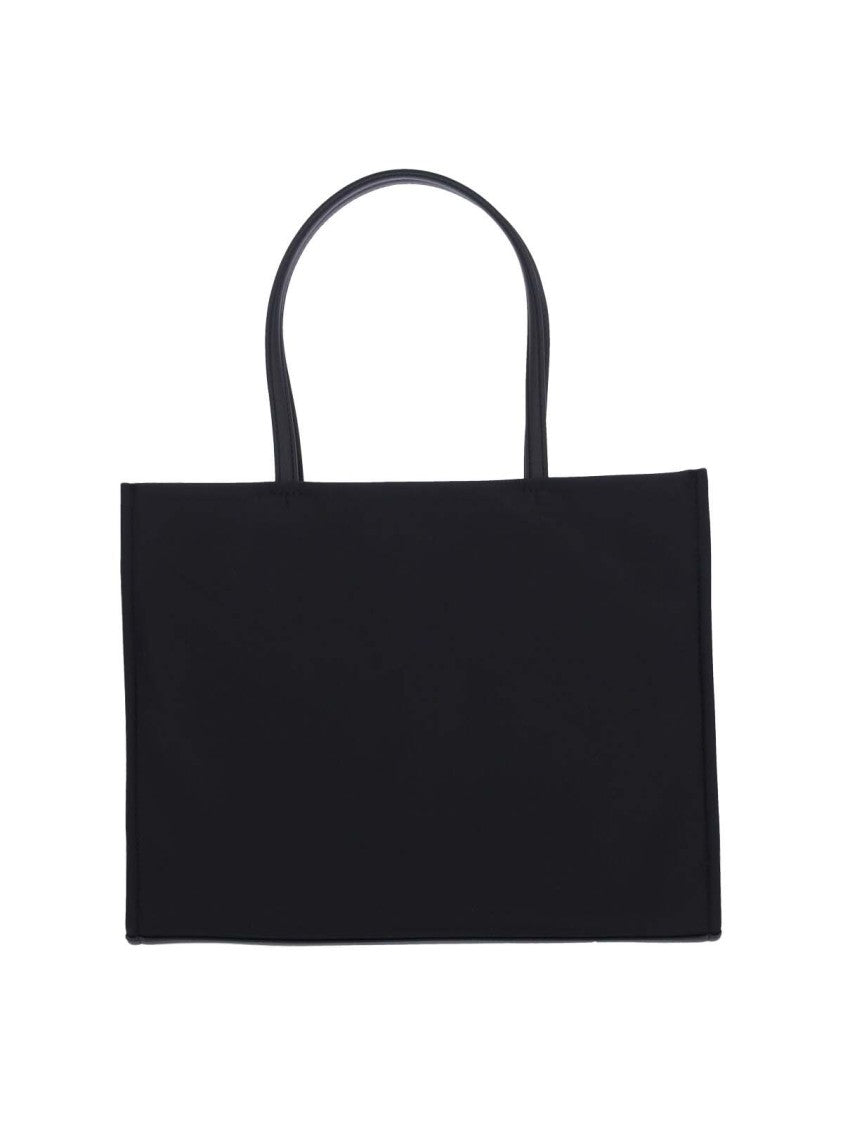 Tory Burch Black Ella Leather Patch Fabric Tote