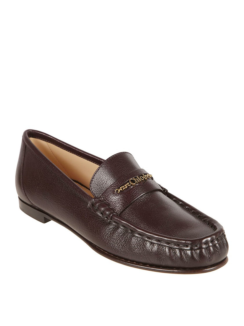 Chloé Refined Brown Leather Loafers