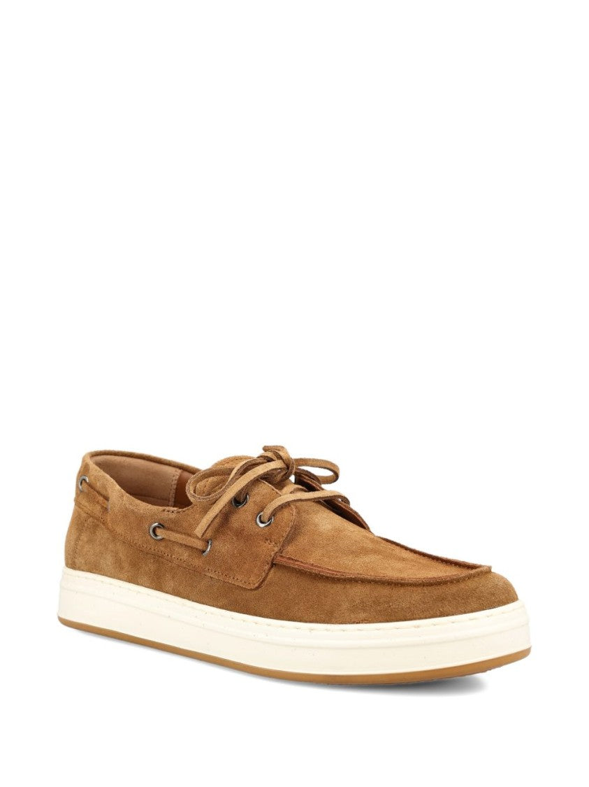 Hogan Moccasin-Style Brown Suede Lace-Up Shoes With Sporty Rubber Sole