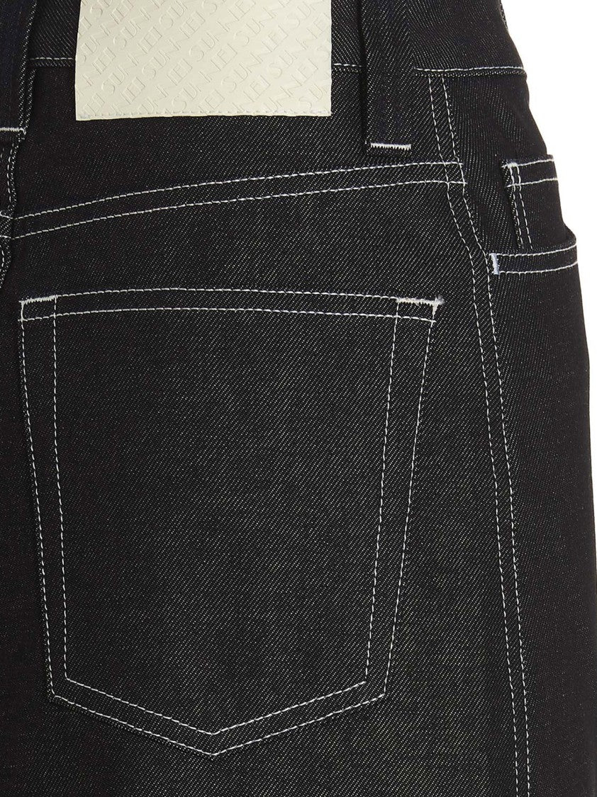 Sunnei Denim Skirt With Contrast Stitching