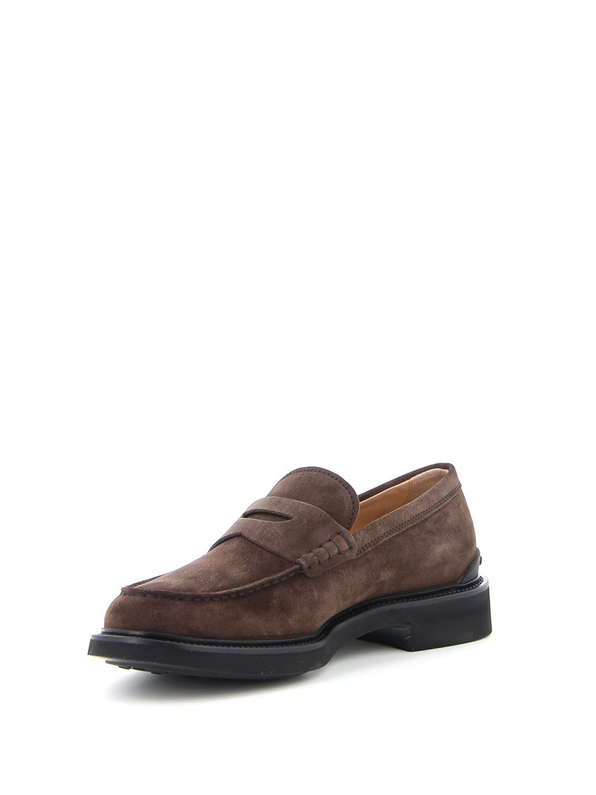 Tod's Brown Suede Moccasin With Strap Detail