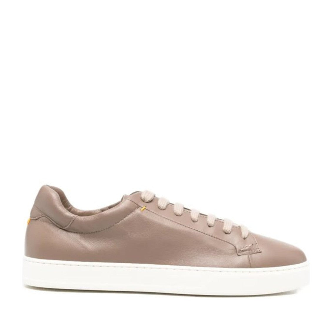 Doucal's Beige Minimalist Rubber Sole Leather Sneakers
