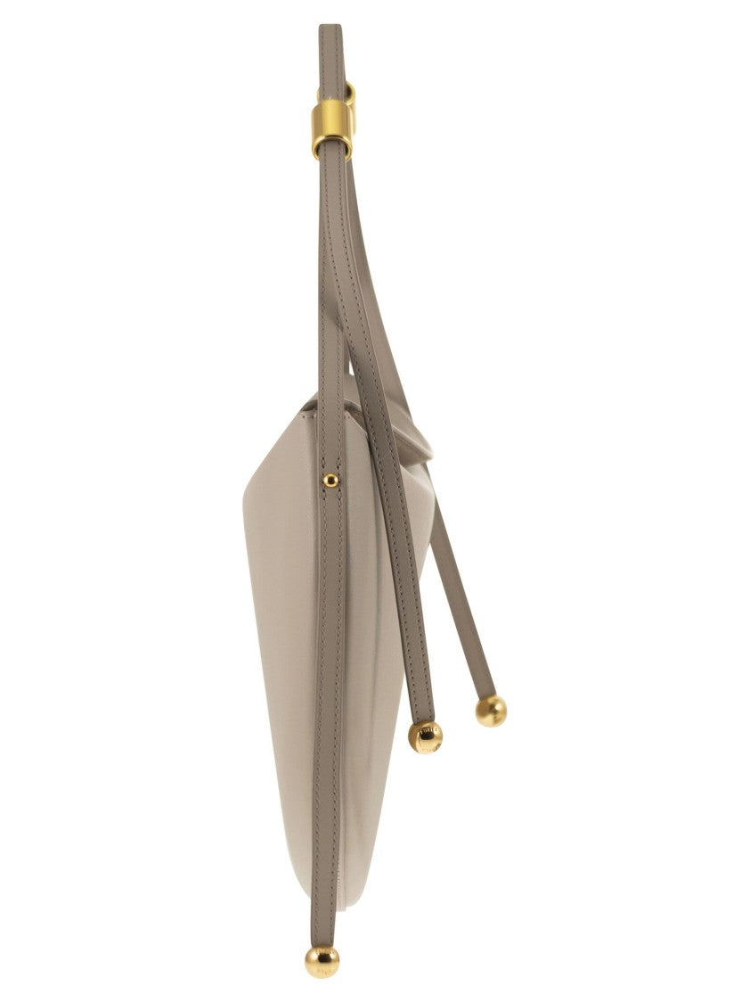 Furla Saddle-Shape Moonstone Shoulder Bag With Gold Accents