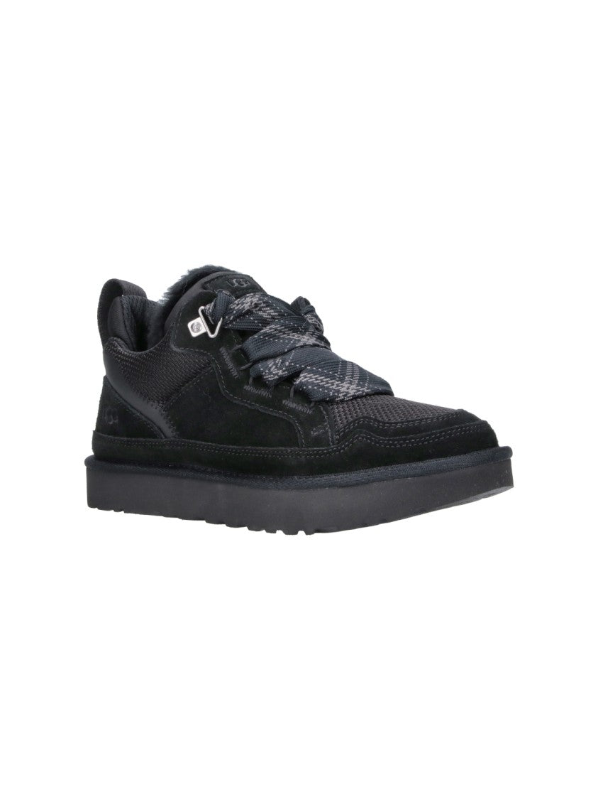 Ugg Black Lowmel Leather Faux Fur Sneakers