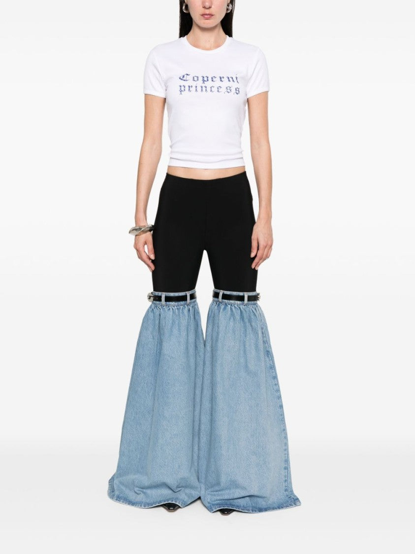 Coperni White Ribbed Crew Neck Logo Top