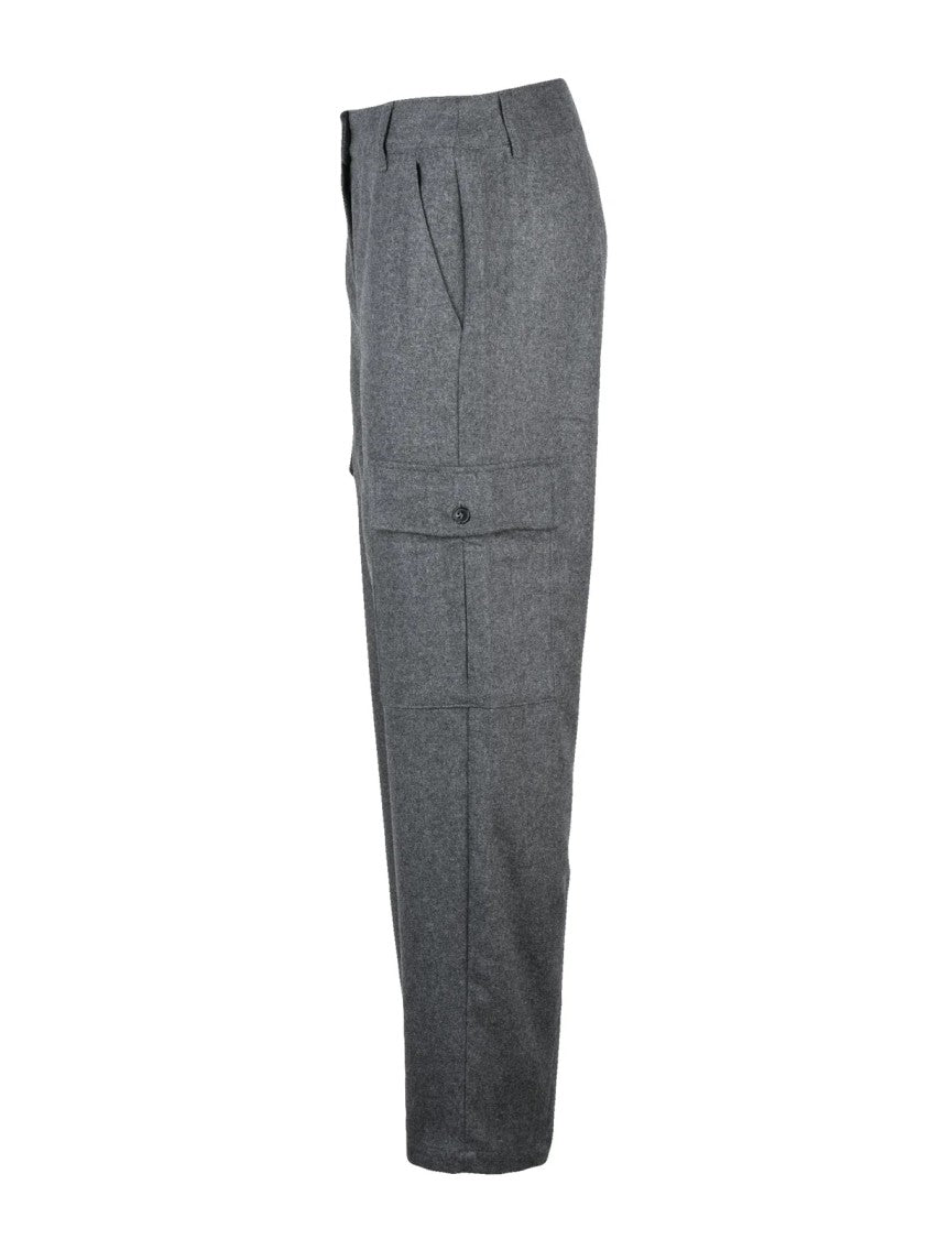 Emme By Marella Virgin Wool Trousers With Zip Closure And Functional Pockets