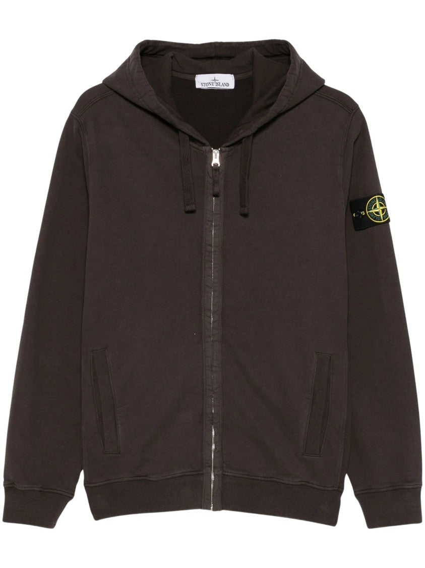 Stone Island Zip-Up Hoodie With Distinctive Patch Detail