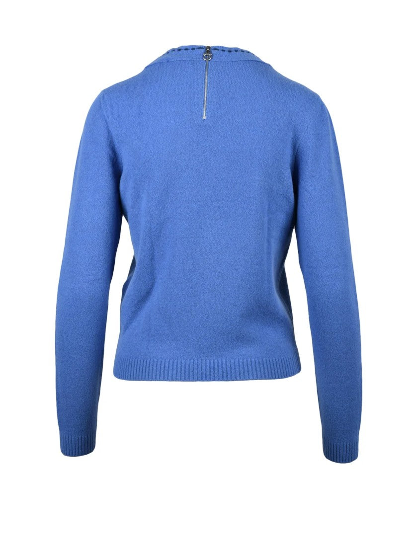 Salvatore Ferragamo Crew Neck Sweater With Ribbed Cuffs And Subtle Neckline Detail
