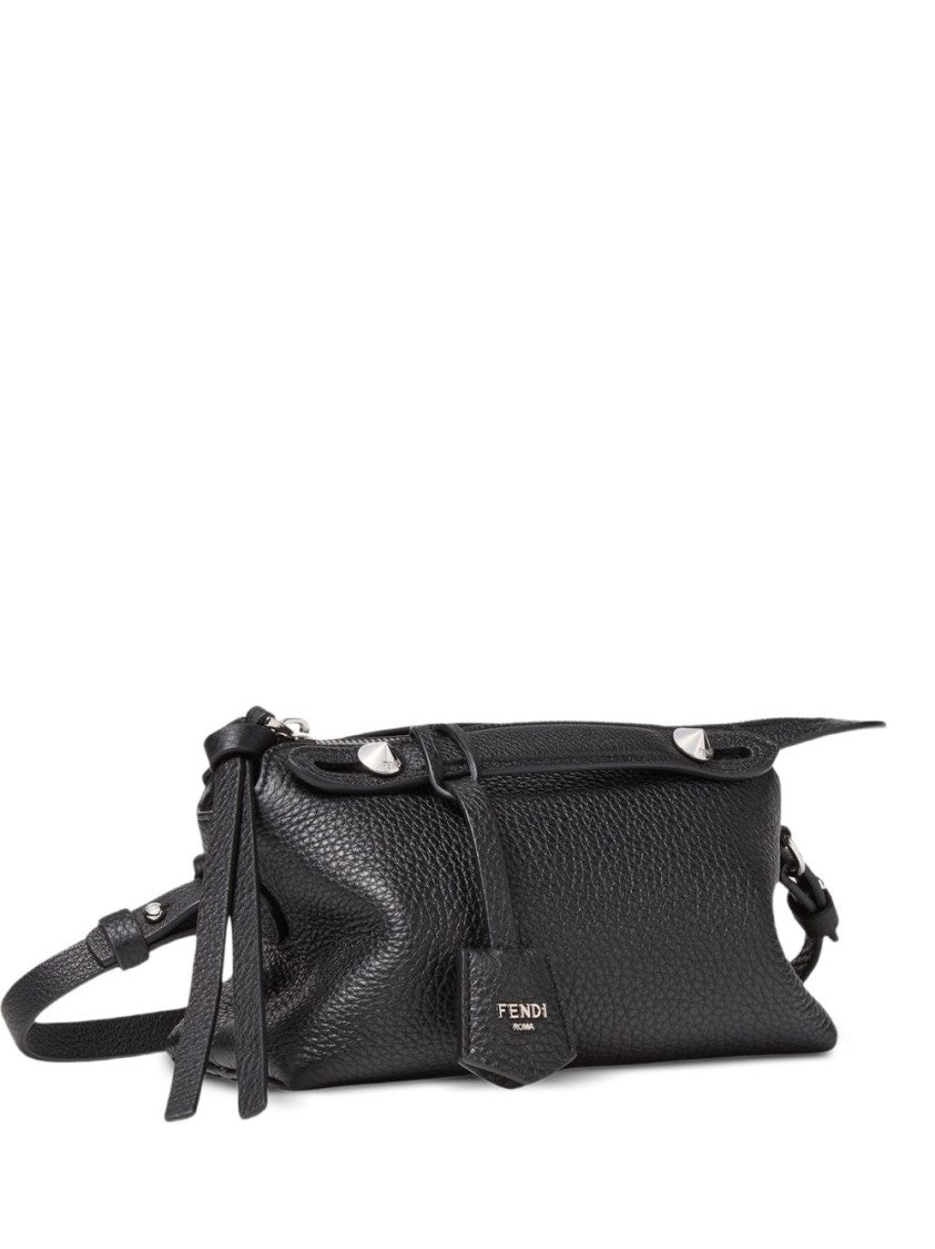 Fendi Textured Silver-Accent Detachable Strap Leather Bag