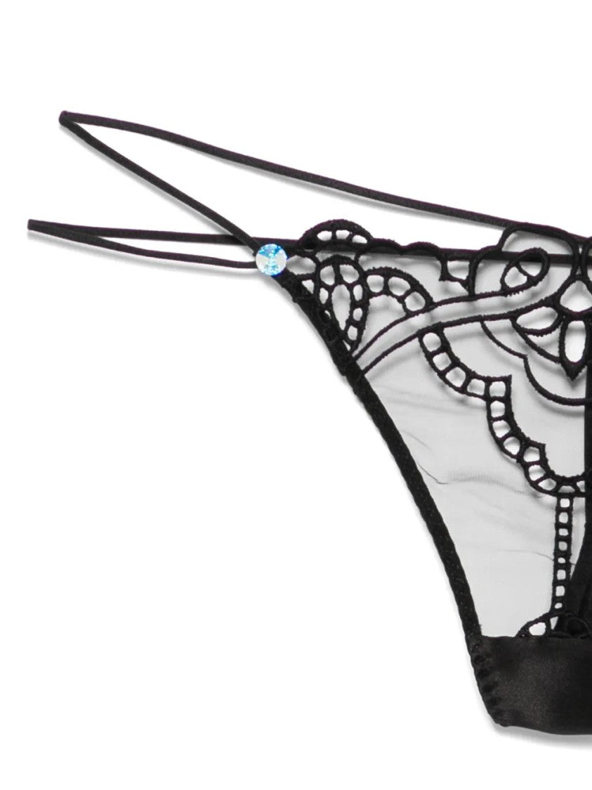 Agent Provocateur Black Seren Sheer Embroidered Nylon Panties